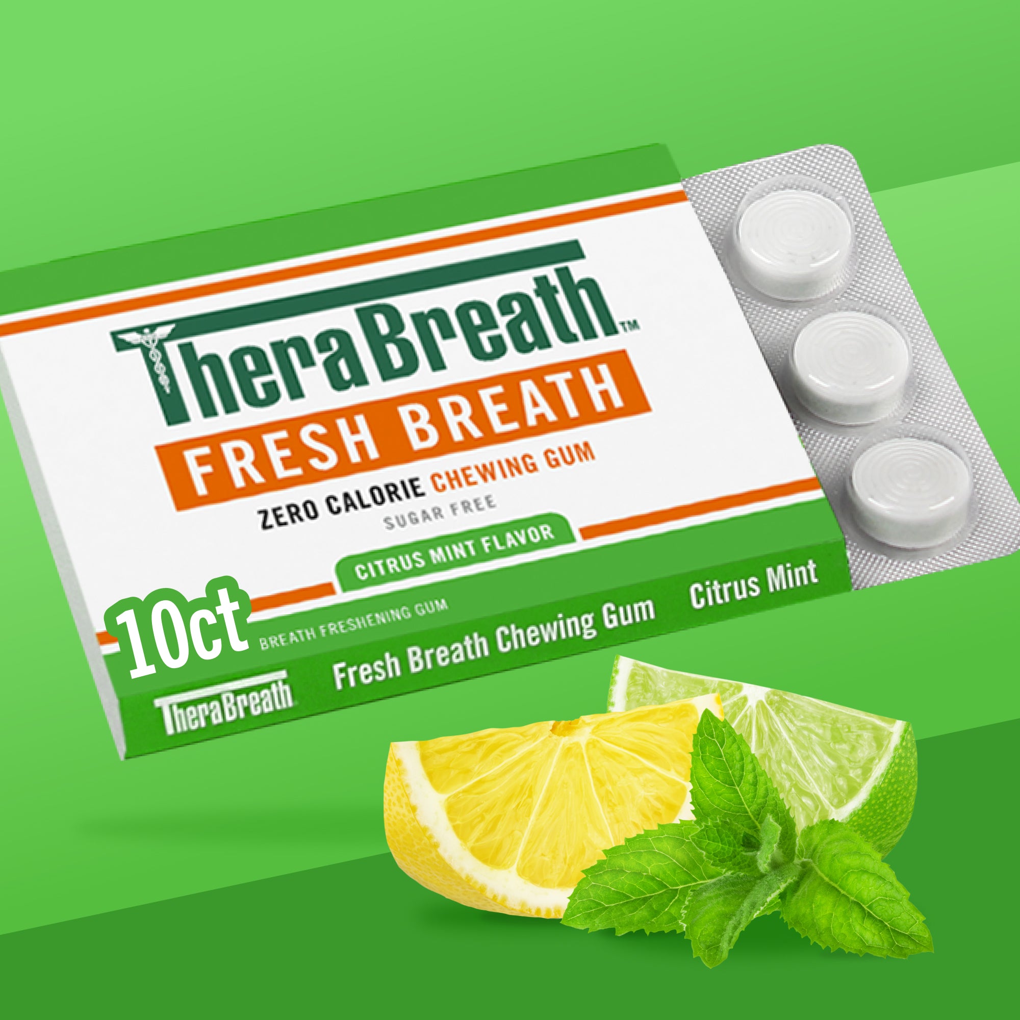 Fresh Breath Chewing Gum, Citrus Mint Flavor - Image 3
